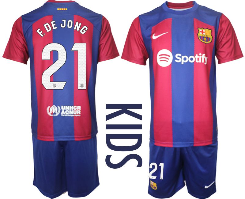 Youth 2023-2024 Club Barcelona home red 21 Soccer Jersey
